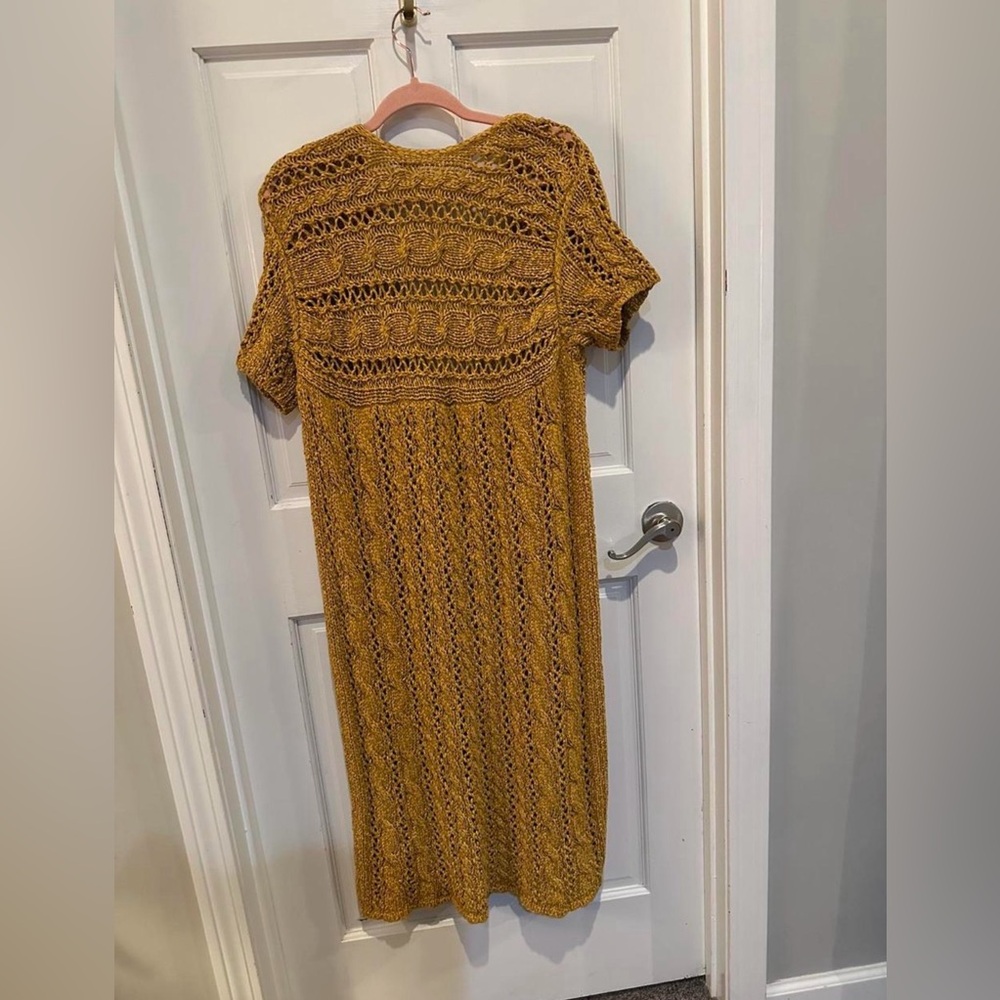 Free People Beach Parker Long Duster Golden Honey Size L NWOT - Picture 5 of 6